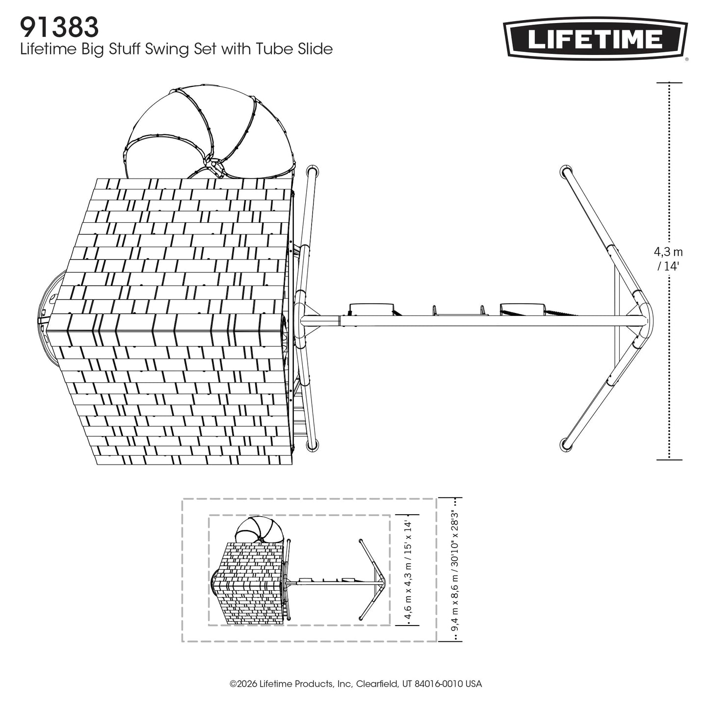 Lifetime Big Stuff Tube Slide Swing Set Playset