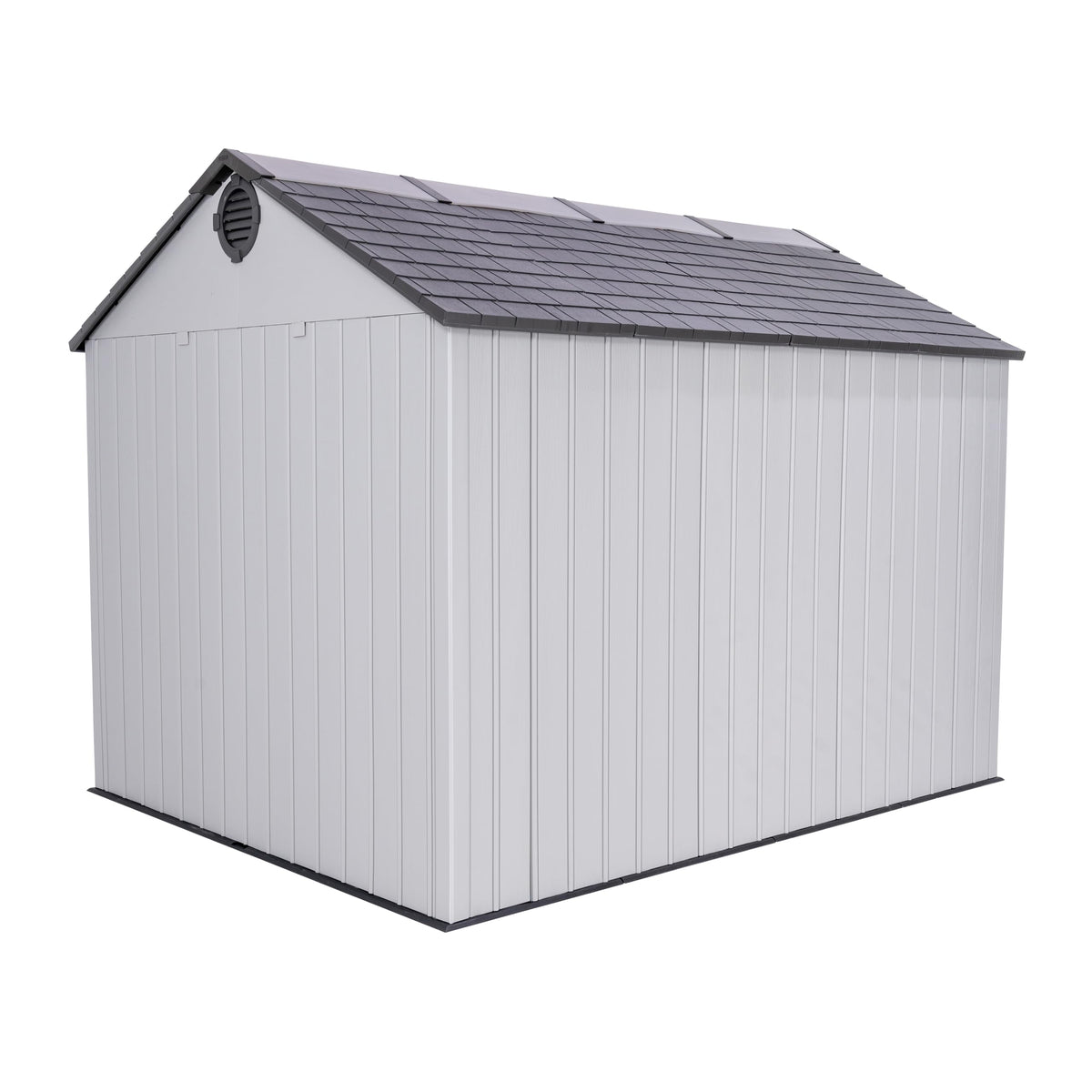 Lifetime Outdoor Storage Shed, 8x10 Ft, Gray, Resin Tool Shed with Lockable Doors and Steel-Reinforced Walls