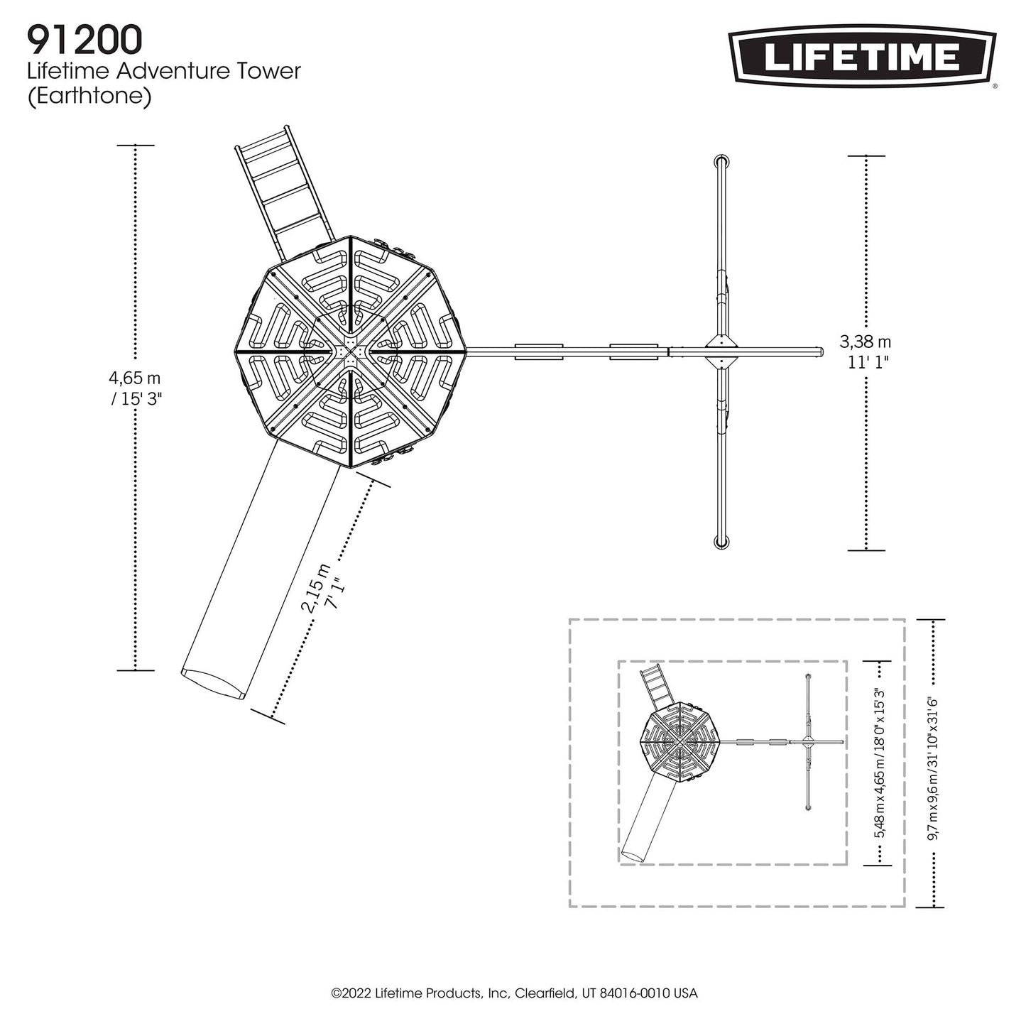 Lifetime Adventure Tower Swing Set Playset, Outdoor Clubhouse with Roof