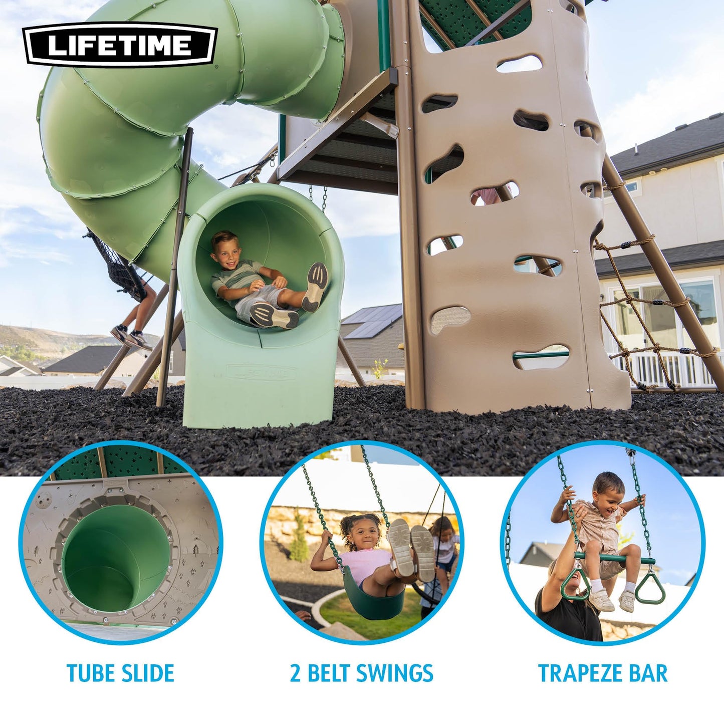 Lifetime Big Stuff Tube Slide Swing Set Playset