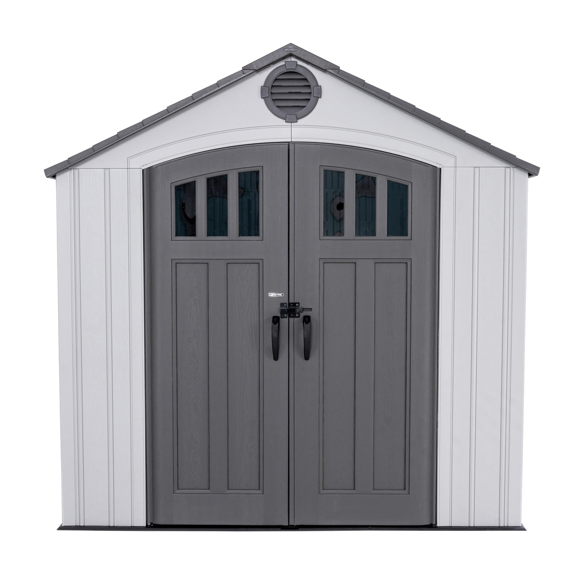 Lifetime Outdoor Storage Shed, 8x10 Ft, Gray, Resin Tool Shed with Lockable Doors and Steel-Reinforced Walls