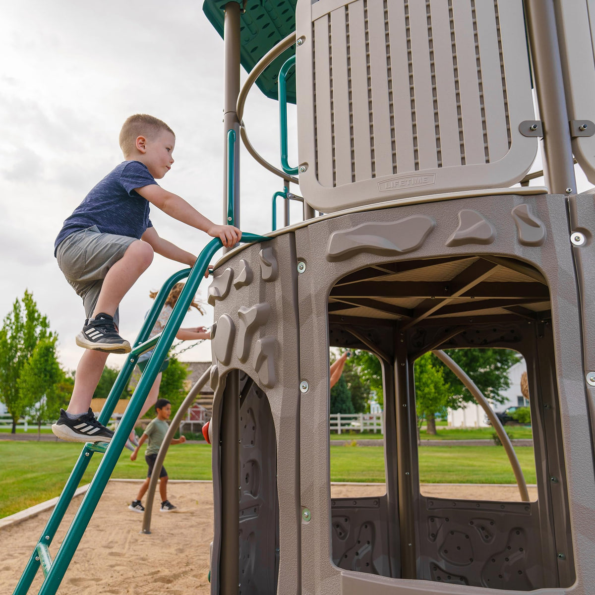 Lifetime Adventure Tower Swing Set Playset, Outdoor Clubhouse with Roof