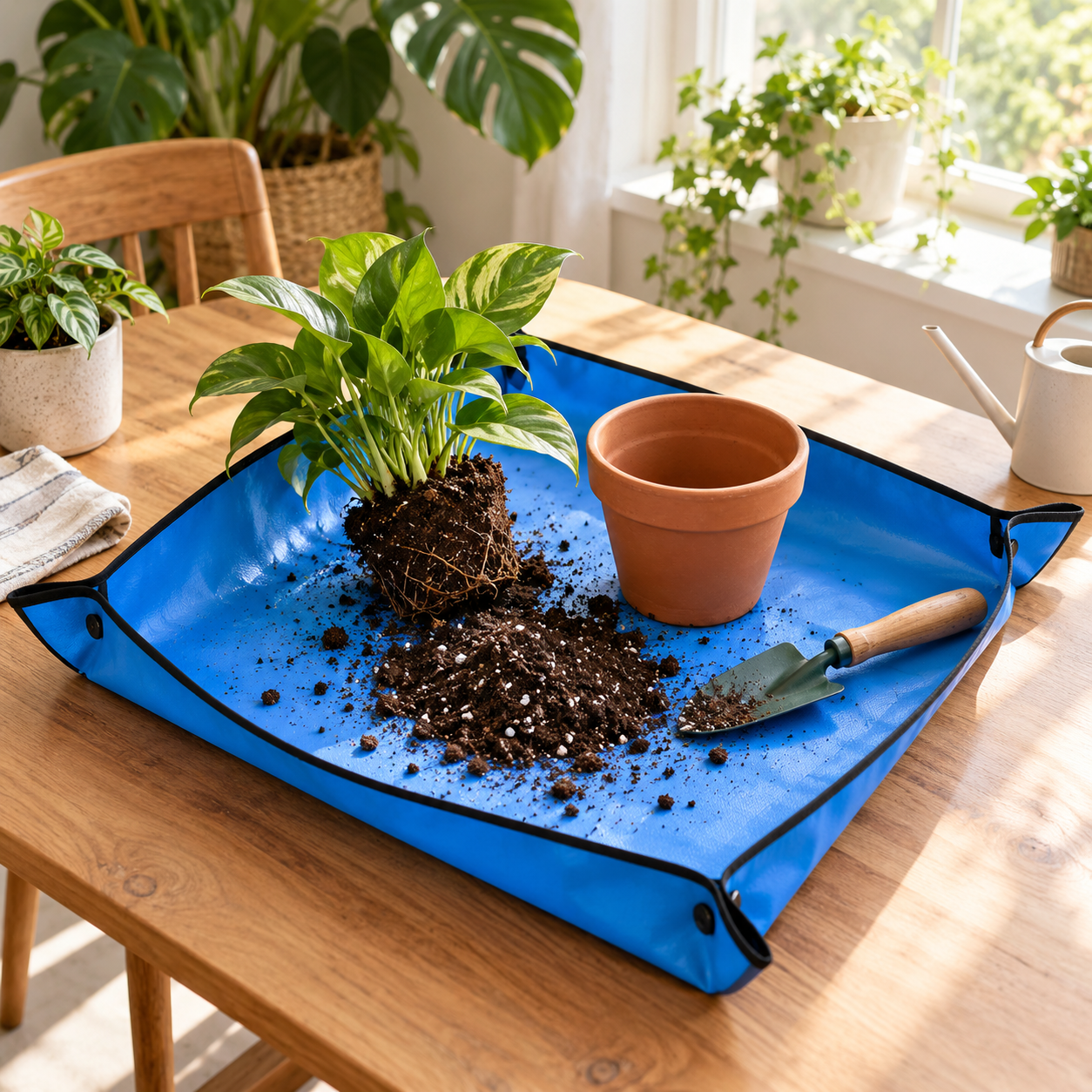 Waterproof Oxford Potting Mat – Large 100 cm, Blue - Image 2